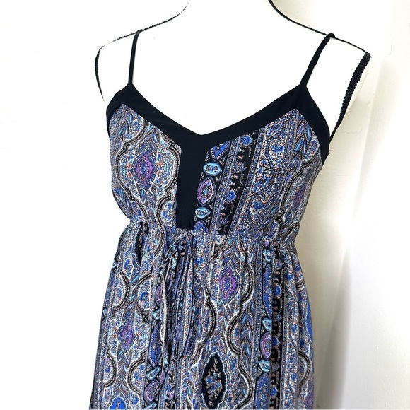 Doe & Rae Bohemian Maxi Long Dress Women Size X Small Blue Sleeveless - Picture 5 of 10